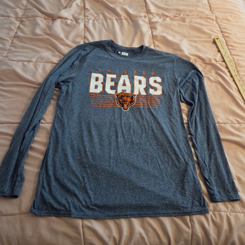 NFL Team Apparel Chicago Bears Long Sleeve Shirt Navy Blue Heather Men Large